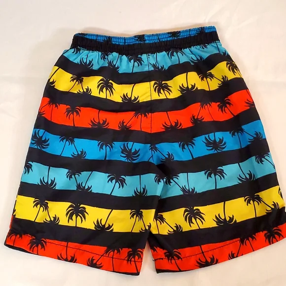 3 T Boy's Healthtex Palmtrees & Stripes Swim Trunks - Picture 2 of 4